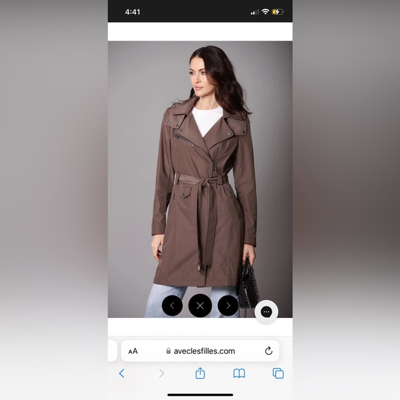 Avec les Filles BELTED MOTO TRENCH RAINCOAT dark green size XS - Picture 1 of 14